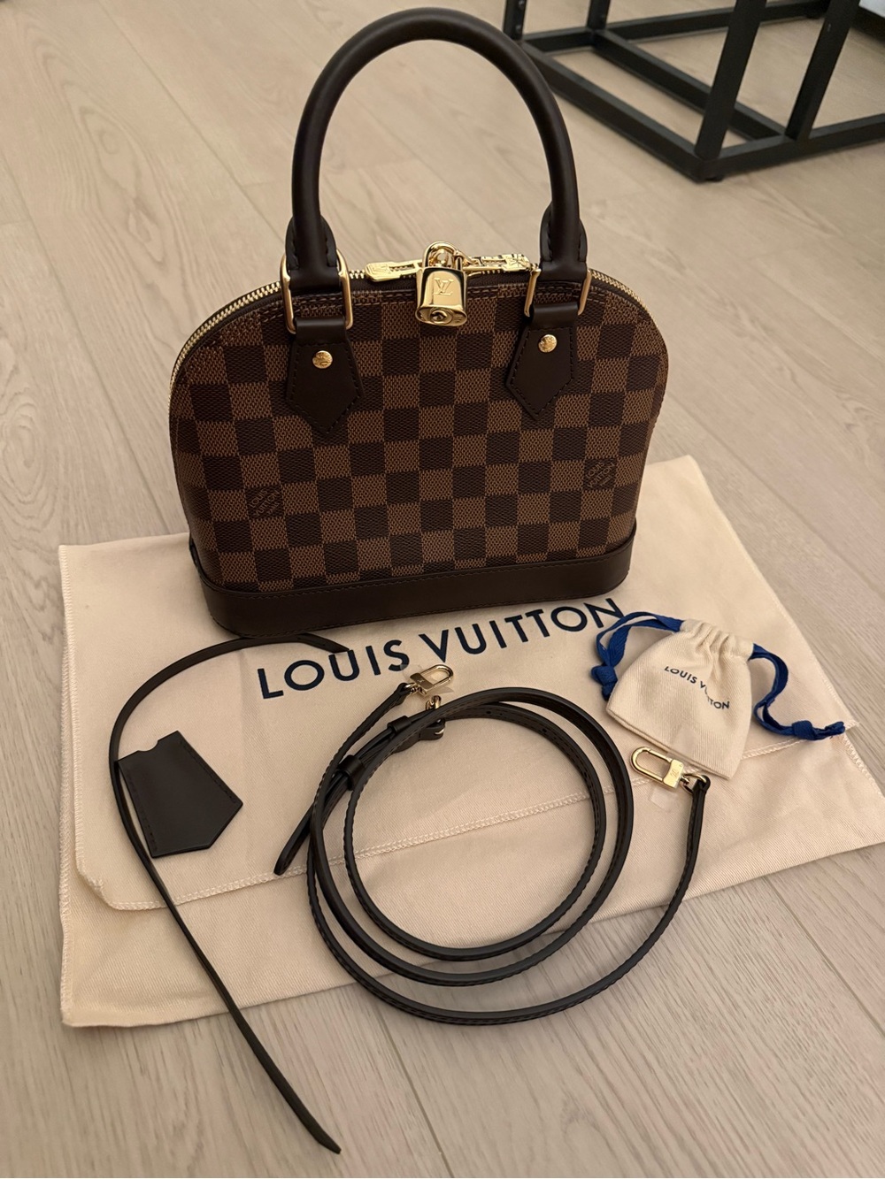 Louis Vuitton Damier Ebene Alma BB Satchel with Gold Hardware